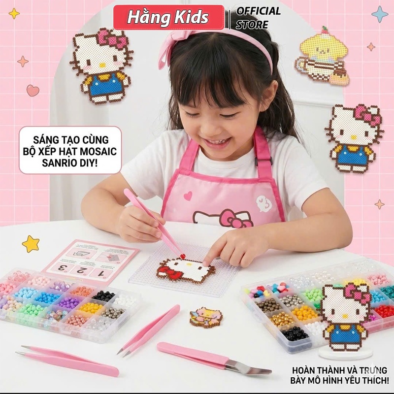 Tranh Đính Hạt DIY Cho Bé – Bộ Xếp Hạt Sáng Tạo Hình Dễ Thương Kèm Dụng Cụ