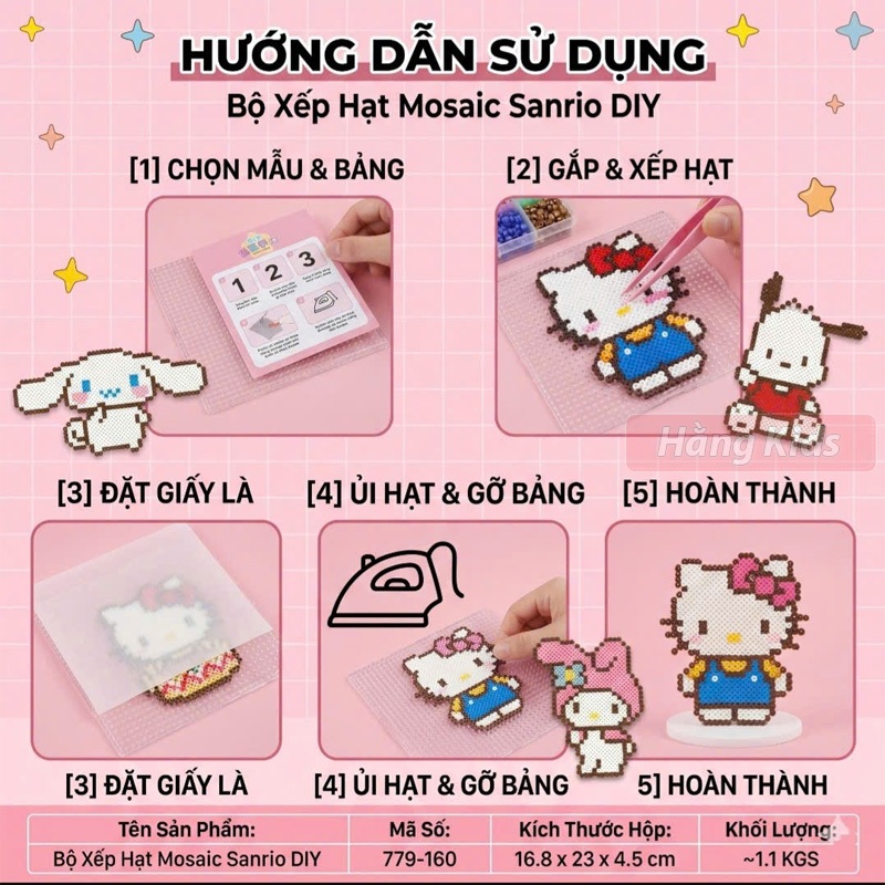 Tranh Đính Hạt DIY Cho Bé – Bộ Xếp Hạt Sáng Tạo Hình Dễ Thương Kèm Dụng Cụ