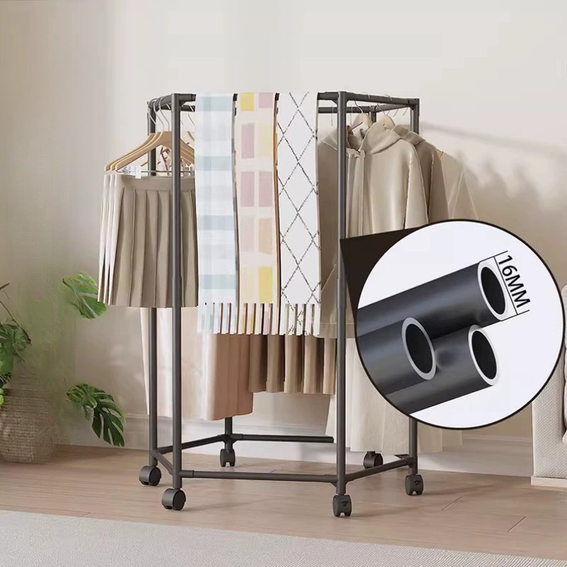 Giá Phơi Quần Áo Xoay 360° Có Bánh Xe – Kệ Phơi Đồ Đứng Khung Thép Chống Gỉ, Gấp Gọn, Treo Quần Áo Ban Công Phòng Ngủ