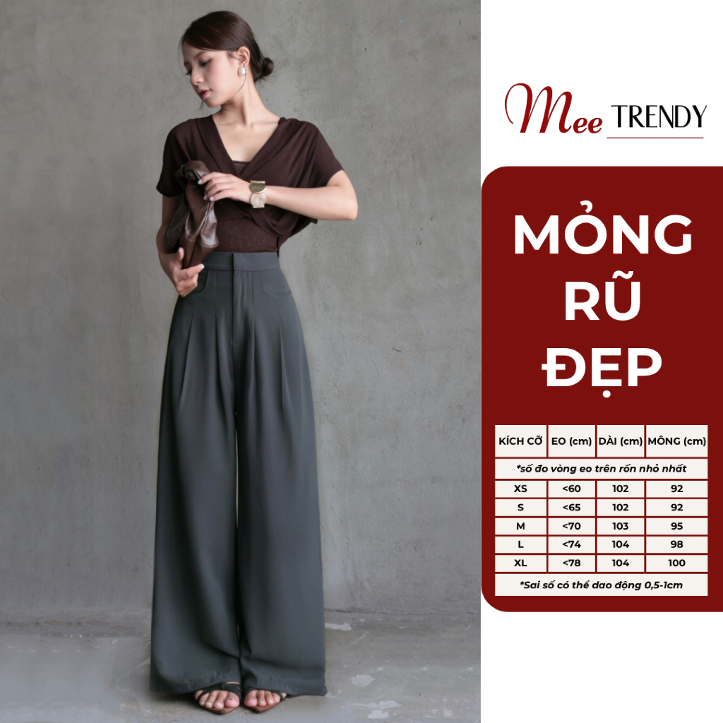 Quần Suông Nữ Ống Rộng Lưng Cao Khóa Gài Túi Chữ U Form Trung Meetrendy [Q3]
