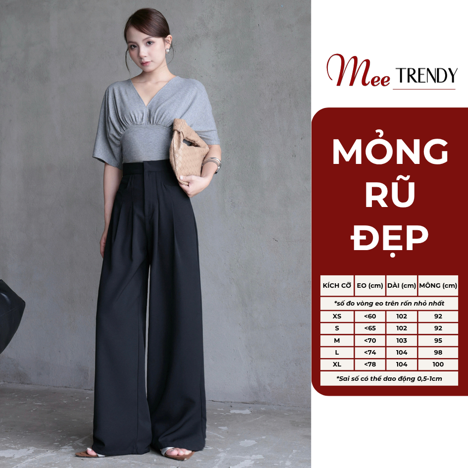 Quần Suông Nữ Ống Rộng Lưng Cao Khóa Gài Túi Chữ U Form Trung Meetrendy [Q3]