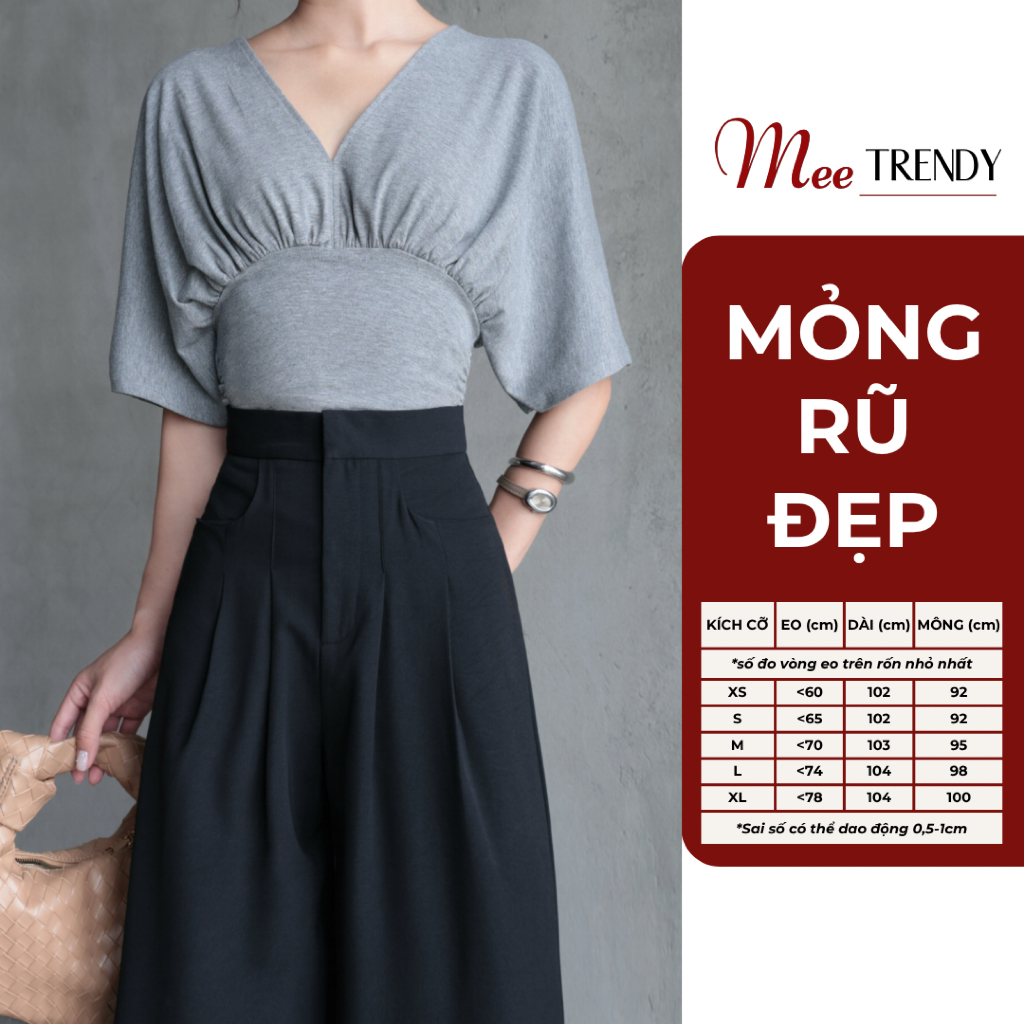 Quần Suông Nữ Ống Rộng Lưng Cao Khóa Gài Túi Chữ U Form Trung Meetrendy [Q3]