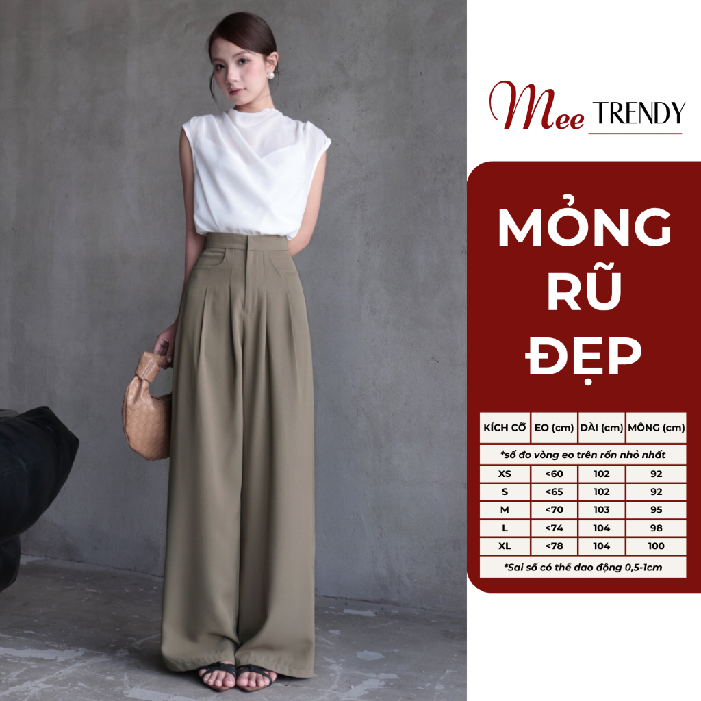 Quần Suông Nữ Ống Rộng Lưng Cao Khóa Gài Túi Chữ U Form Trung Meetrendy [Q3]