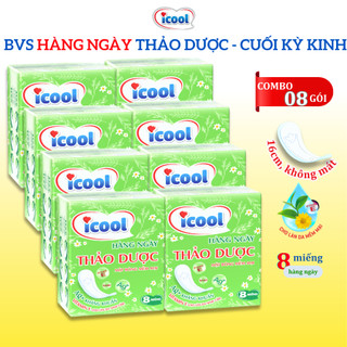 Băng Vệ Sinh ICOOL Hàng Ngày DÙNG CUỐI Chu Kỳ 8 miếng/gói 16cm mặt vải mềm êm không cánh kháng khuẩn