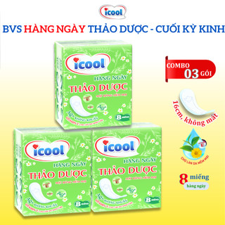 Băng Vệ Sinh ICOOL Hàng Ngày DÙNG CUỐI Chu Kỳ 8 miếng/gói 16cm mặt vải mềm êm không cánh kháng khuẩn