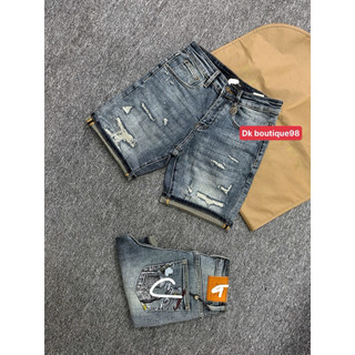 Quần Short Jean Nam Wash rách Bụi Phối Gấu Xắn Cá Tính – Co Giãn Nhẹ, Form Slim Fit Trẻ Trung