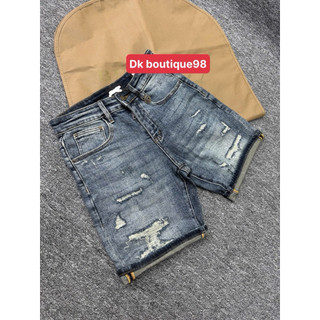 Quần Short Jean Nam Wash rách Bụi Phối Gấu Xắn Cá Tính – Co Giãn Nhẹ, Form Slim Fit Trẻ Trung