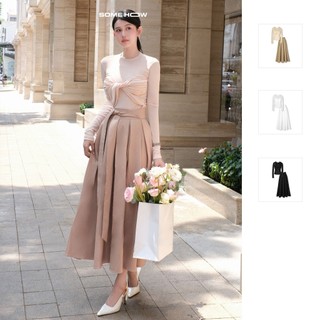 [Deal Độc Quyền] Set Áo Nữ Twist Long Sleeves Gown Pleat Skirt Hiện Đại Tôn Dáng Thoải Mái , WSB116  SOME HOW STORE