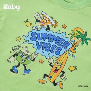 Áo thun bé trai ILABY HCM cotton cổ tròn tay ngắn in hình Summer Vibes năng động cho bé [3884]