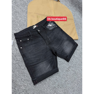 Quần Short Jean Nam màu đen mài Wash Bụi Phối Gấu Xắn Cá Tính – Co Giãn Nhẹ, Form Slim Fit Trẻ Trung
