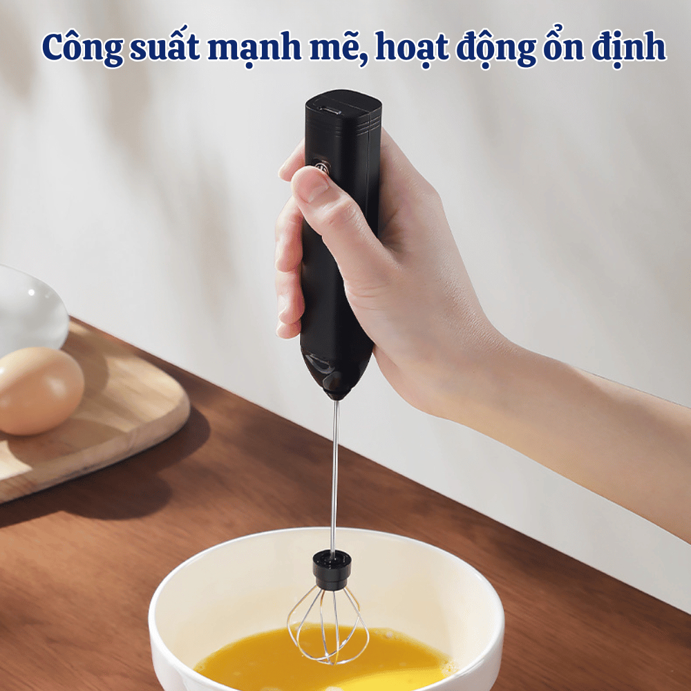 Máy Đánh Trứng Cầm Tay Nâng Cấp 3 Chế Độ, Máy Tạo Bọt Cafe Mini 2 Đầu Đánh Inox, Sạc Pin Tiện Lợi