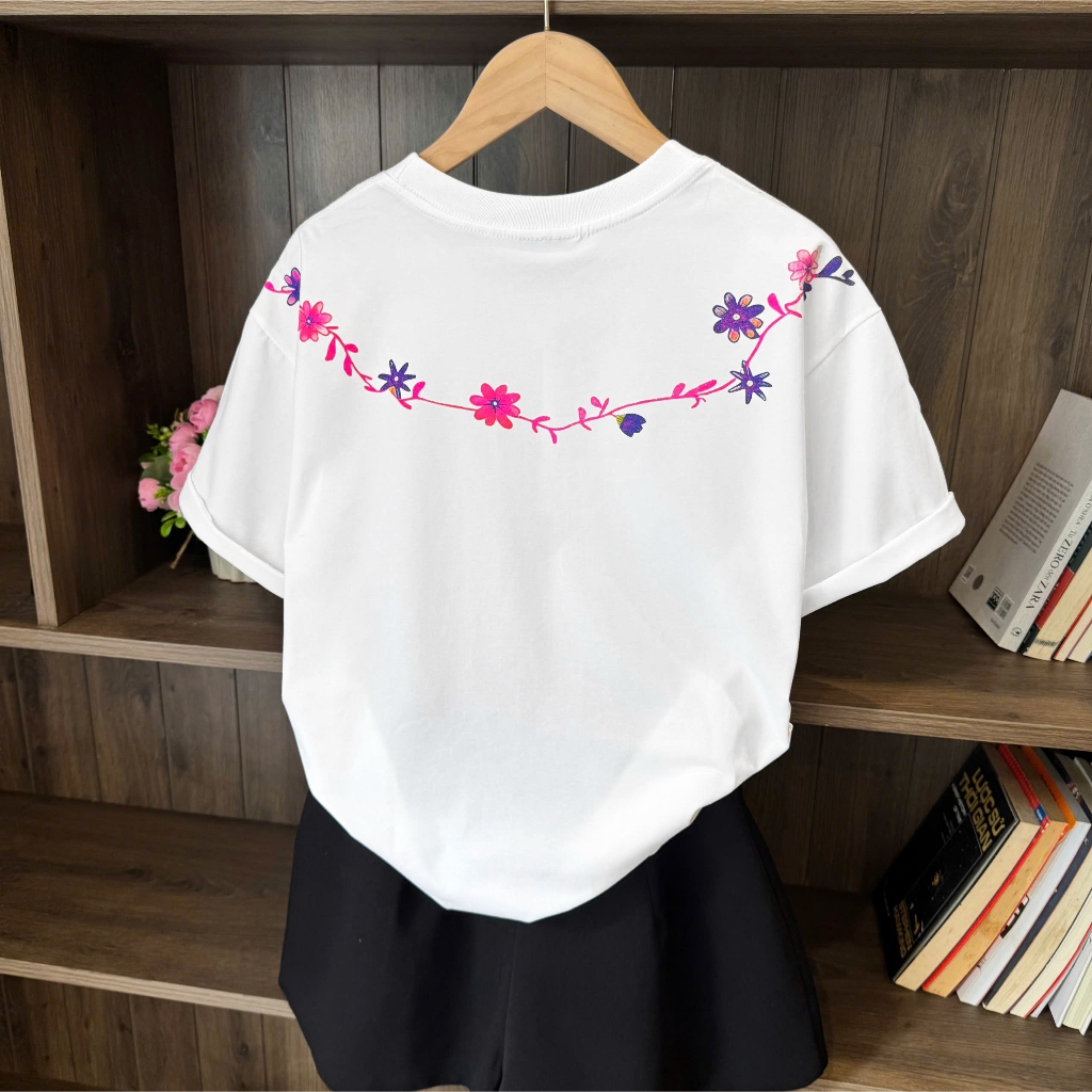 Áo Thun Phối Dây Viền Cổ Trắng Basic, Chất Cotton Thoáng Mát, Có Kèm Hình Thật.