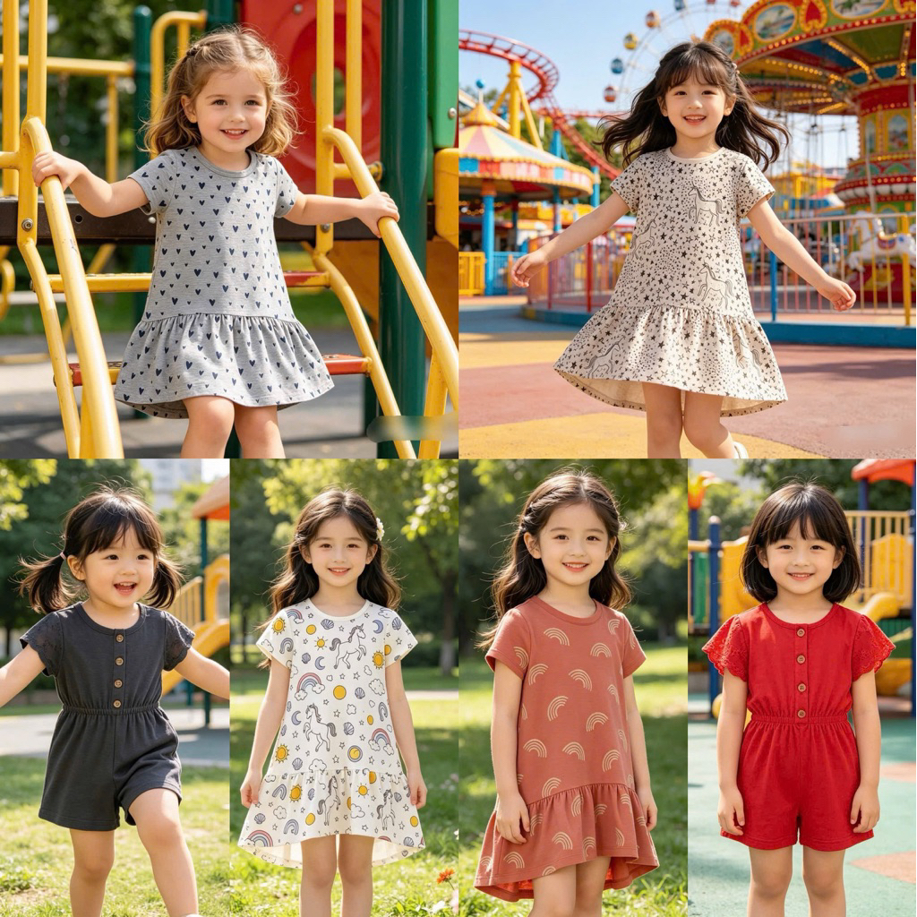 Váy Bé Gái Jumpsuit Cotton Xuất Dư Nhiều Mẫu Xinh Yêu Cho Bé 10-40kg C1880 F0084 A852