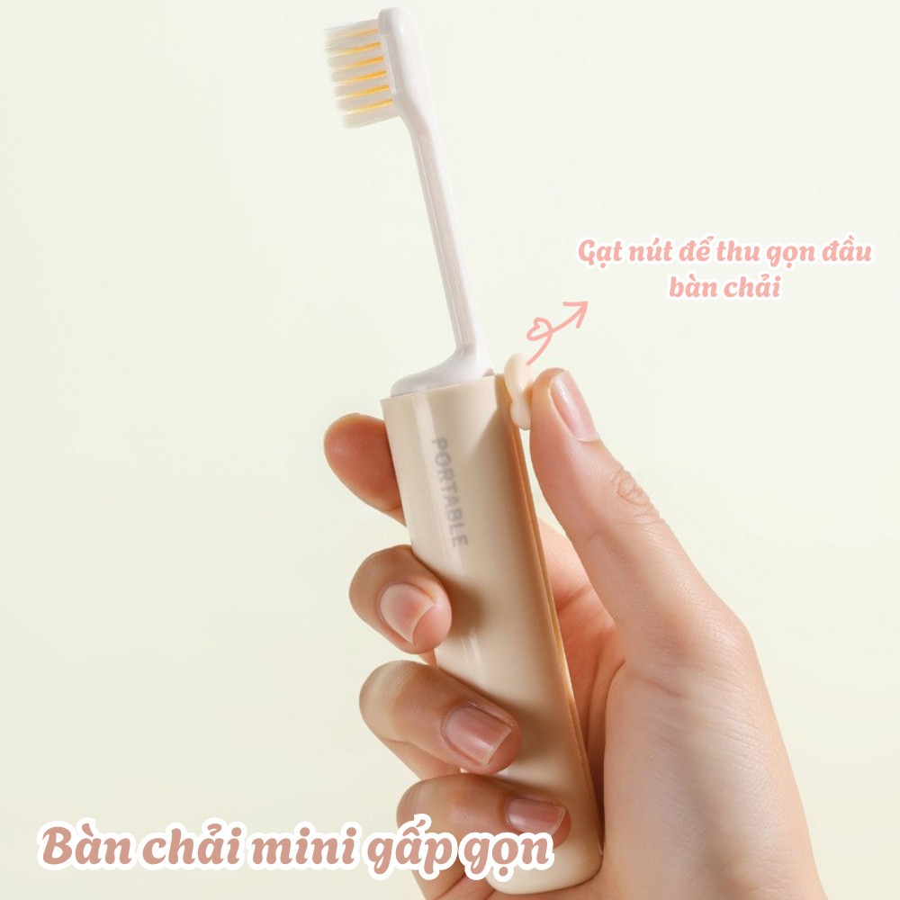 Bàn Chải Đánh Răng Gấp Gọn 2in1 – Tích Hợp Kem Đánh Răng, Lông Mềm, Nhỏ Gọn Du Lịch, Tiện Dụng Mang Theo