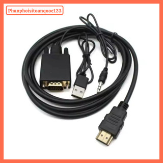 Cáp Chuyển VGA Sang HDMI 1.8m Có Audio – Hỗ Trợ Full HD – Dùng Cho Máy Chiếu, Màn Hình, Tivi