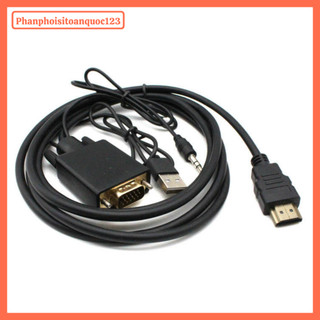 Cáp Chuyển VGA Sang HDMI 1.8m Có Audio – Hỗ Trợ Full HD – Dùng Cho Máy Chiếu, Màn Hình, Tivi