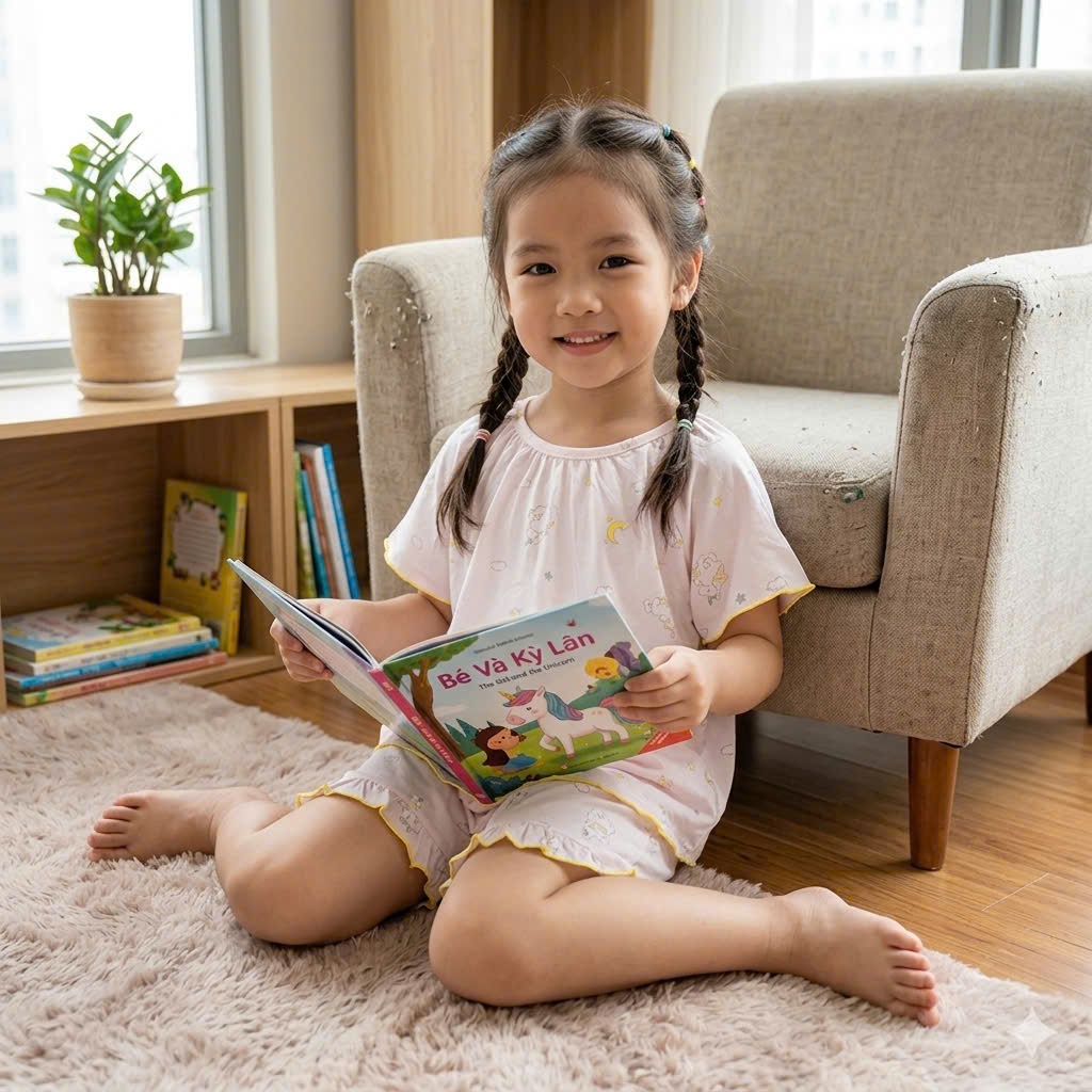 Bộ cộc tay bé gái Lá Homewear TCL2, bộ đùi cho bé gái vải tencel lycra mềm mỏng mát