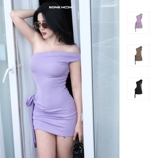 Đầm Ngắn Nữ Side Bowtie Gentle, Chất Vải Thun Tăm Nhuyễn Thoải Mái, WDN082 SOME HOW STORE
