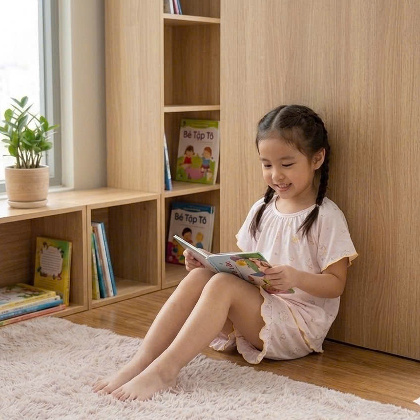 Bộ cộc tay bé gái Lá Homewear TCL2, bộ đùi cho bé gái vải tencel lycra mềm mỏng mát
