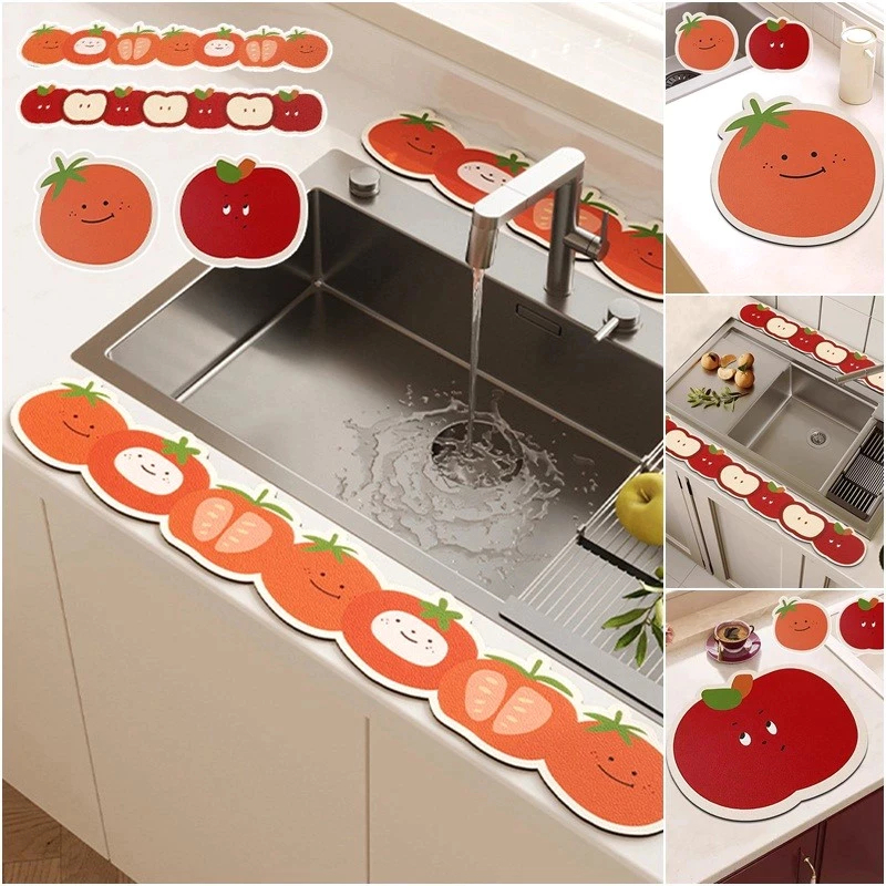 Bộ 3 Thảm Thấm Nước Bồn Rửa Bát – Thảm Bùn Tảo Cát Nhanh Khô, Chống Trượt, Lót Bếp Lau Nước Tiện Lợi
