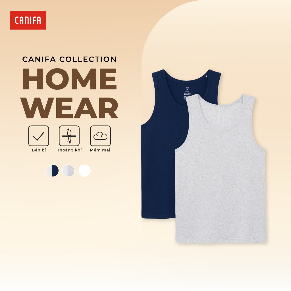 Combo 2 áo ba lỗ nam CANIFA áo mặc nhà sát nách PS26 8LA26A003