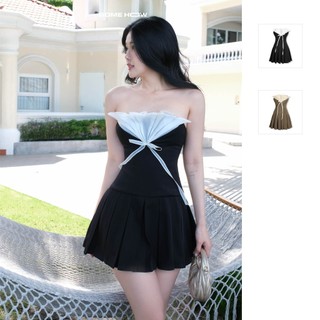 Đầm Ngắn Nữ Pleated Lil Bowtie, Chất Vải Kaki Chéo Hàn Thoải Mái , WDN079, SOME HOW STORE