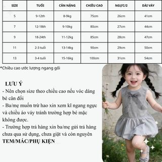 Váy thun cho bé gái 9th- 4 tuổi sát nách dáng bí dễ thương hàng QC D1338 Bí Ngô Nhỏ