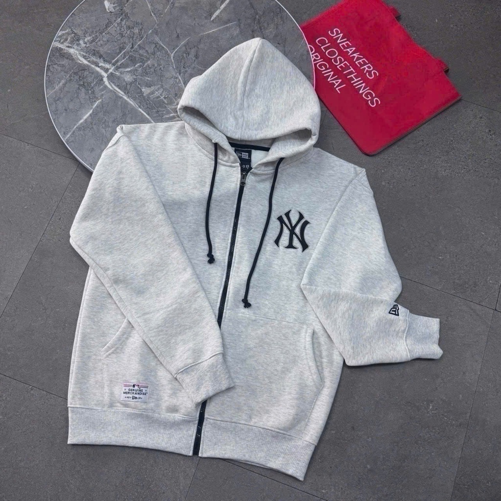 Áo Khoác Zip New Era New York Yankees Cá Tính Đường Phố - Black & Grey
