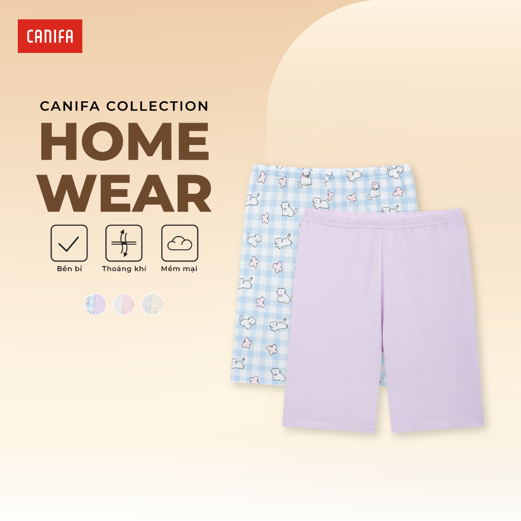 Combo 2 quần mặc nhà bé gái CANIFA dáng legging form vừa chất liệu mềm mịn mát PS26 1LA26S005