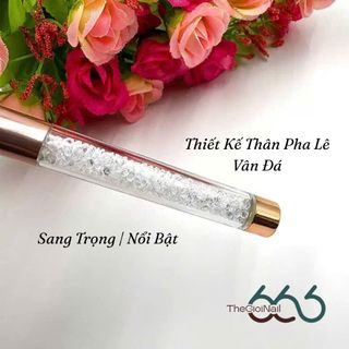 Cọ Đắp Gel Vân Đá Cao Cấp – Cọ Gel Có Nắp Bảo Vệ, Thân Pha Lê Sang Trọng Chuẩn Salon THEGIOINAIL666