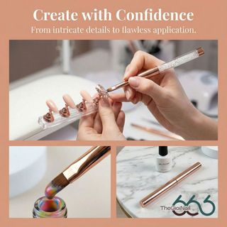 Cọ Đắp Gel Vân Đá Cao Cấp – Cọ Gel Có Nắp Bảo Vệ, Thân Pha Lê Sang Trọng Chuẩn Salon THEGIOINAIL666