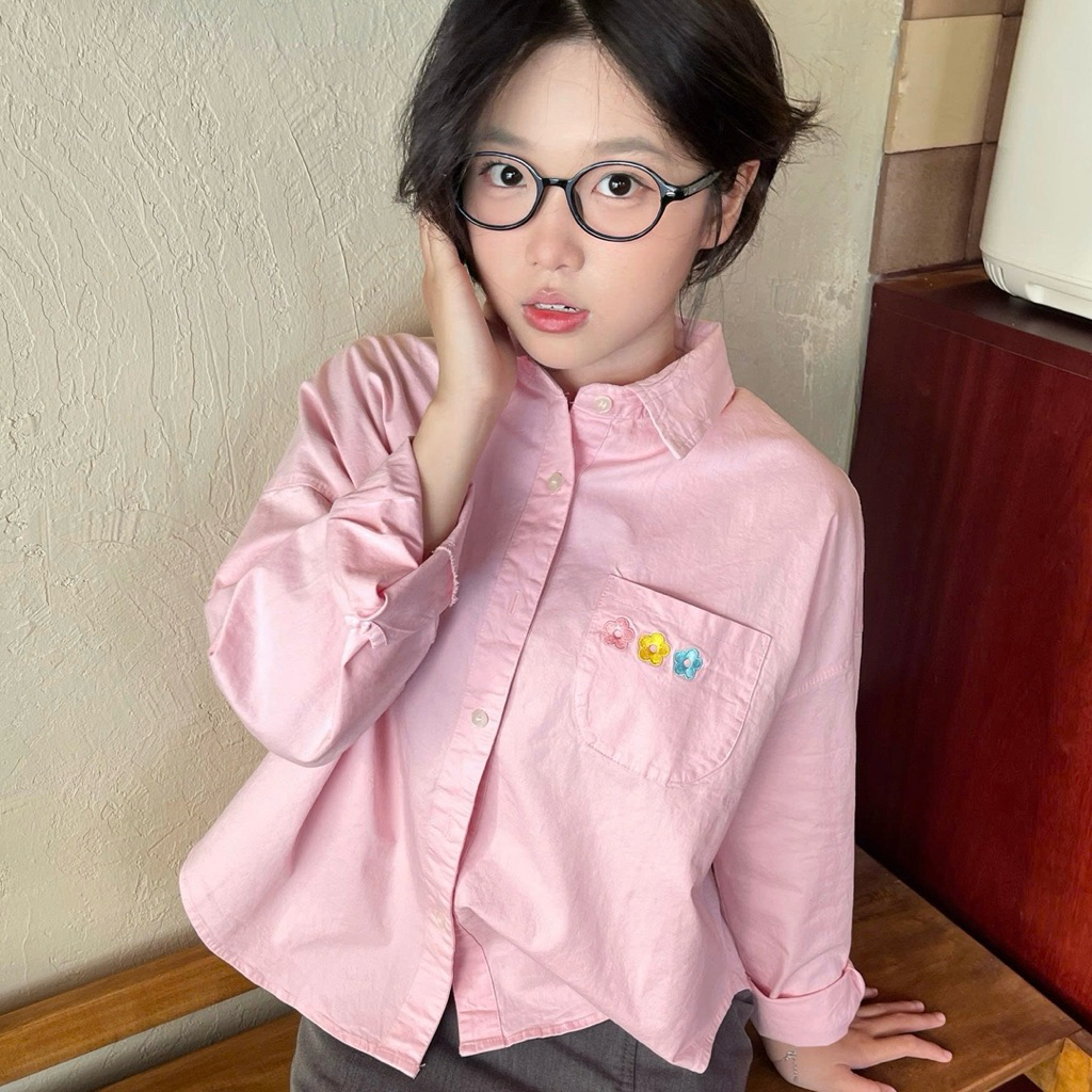 Áo sơ mi nữ dáng ngắn Lilla Top Togo Clothing Form rộng tay dài thêu hoa thanh lịch cá tính ASM09 | BigBuy360 - bigbuy360.vn