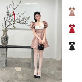 [Deal Độc Quyền] Đầm Nữ Ngắn Pumpsleeve MIni Bowtie , Chất Vải Phi Tafta Thoải Mái, WDN074 SOME HOW STORE