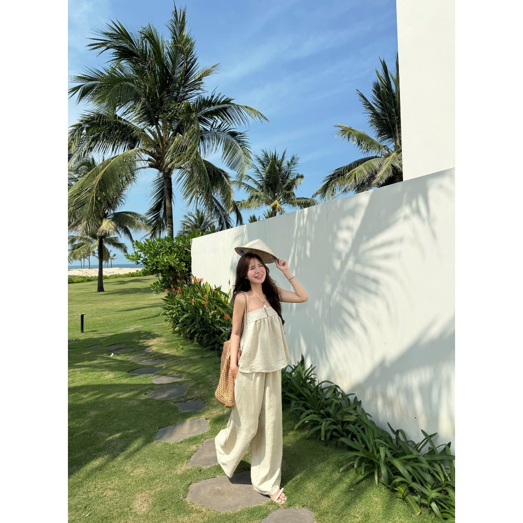 Sandy Set (TSW) Set đũi áo hai dây viền ngực kèm quần suông Nữ the.sweaterweather