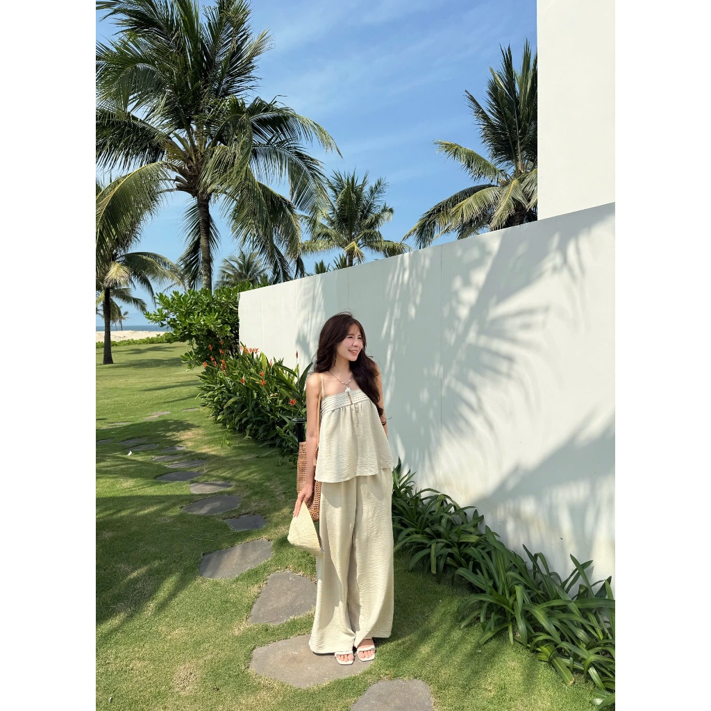 Sandy Set (TSW) Set đũi áo hai dây viền ngực kèm quần suông Nữ the.sweaterweather