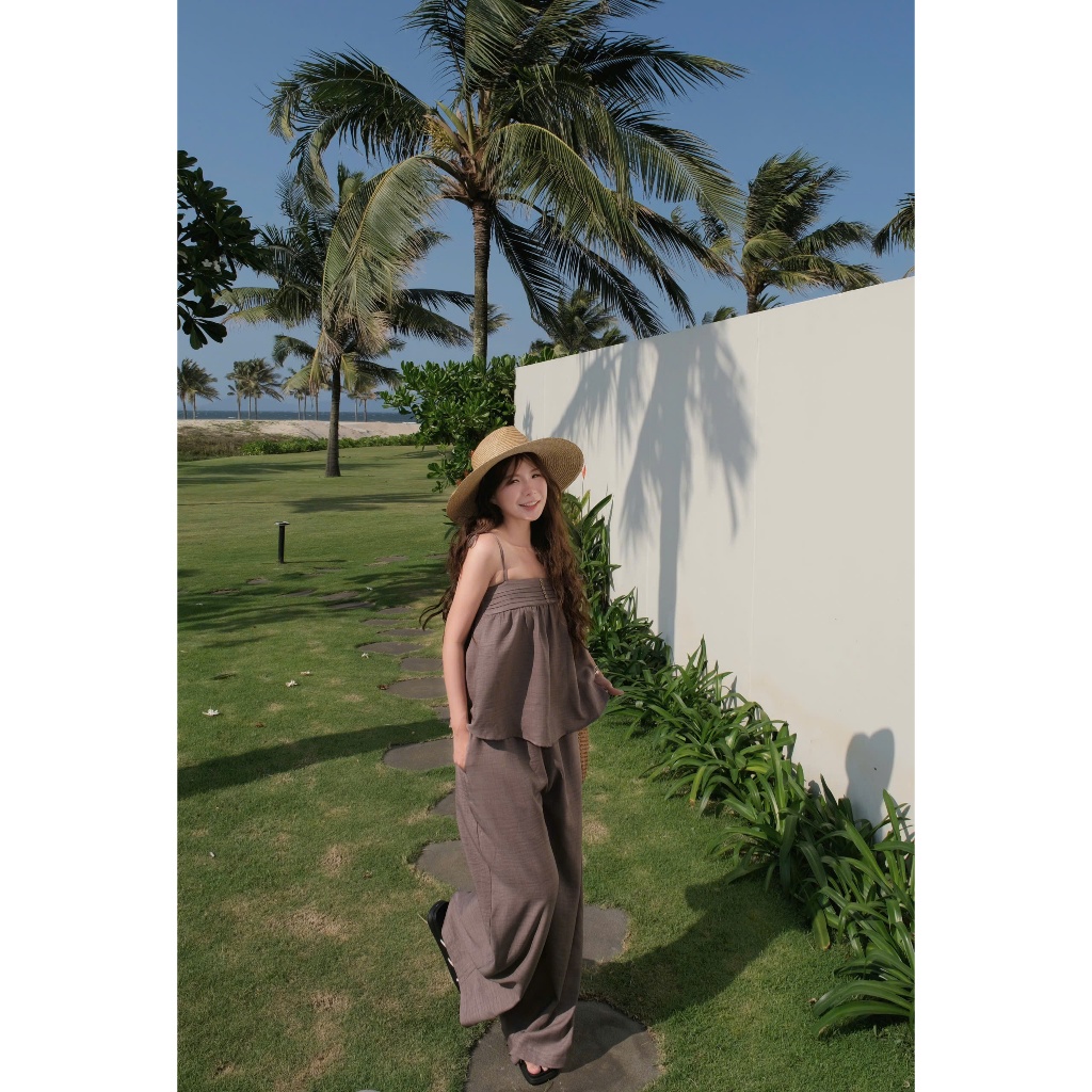 Sandy Set (TSW) Set đũi áo hai dây viền ngực kèm quần suông Nữ the.sweaterweather
