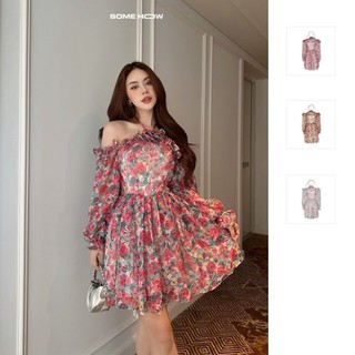 Đầm Nữ Ngắn Long Sleeves Flower , Chất Chiffon Hoa Thoải Mái , WDN034  SOME HOW STORE