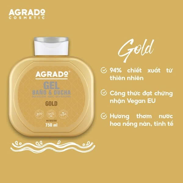 H93_Sữa tắm Agrado Gold 750ml