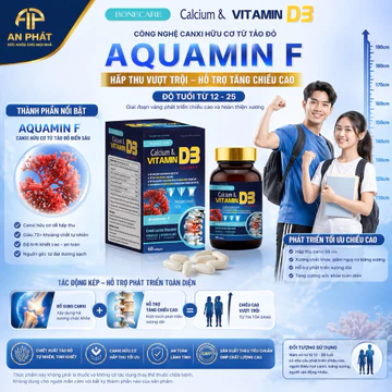 Viên Uống Tăng Chiều Cao CALCIUM & VITAMIN D3 Bổ sung Canxi Nano và Canxi hữu cơ AquaminF từ tảo biển. 60 viên