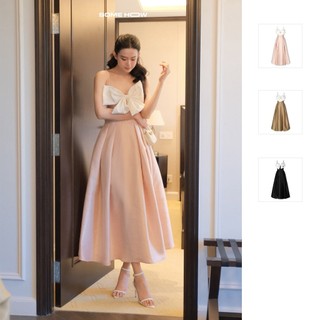 [Deal Độc Quyền] Đầm Nữ Dài Gentle Centre Bowtie Gown , Chất Vải Tafta Xước Thoải Mái, WDD055  SOME HOW STORE