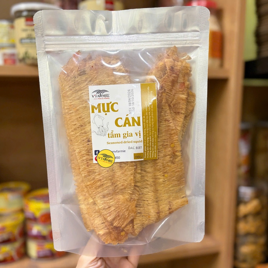 [Loại 1] Khô mực cán mềm tẩm gia vị nguyên con hũ 140g