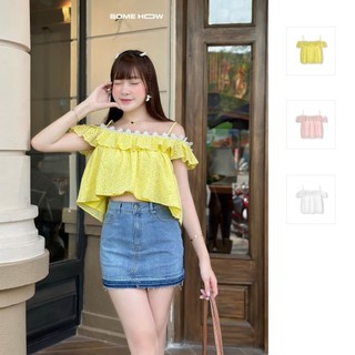 Áo Nữ Crop Ruffle Princess , Chất Vải Boi Cotton Thoải Mái , WKI021  SOME HOW STORE