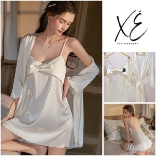 Váy ngủ ( V68) - Váy ngủ lụa đơn giản nơ