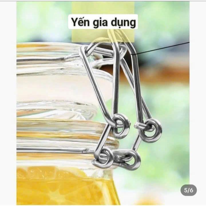 Hủ Thuỷ Tinh Tròn Quai Gài có nắp khoá dung tích 500-1000-2000 ml dùng đựng nước mứt trà trái cây