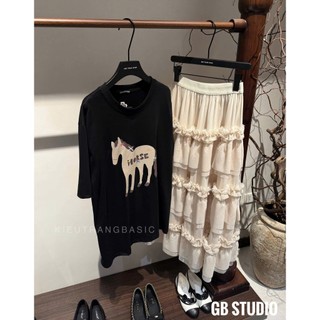 PHẠM THÙY SHOP: ÁO PHÔNG IN HÌNH NGỰA NƠ HAI MÀU FORM OVERSIZE