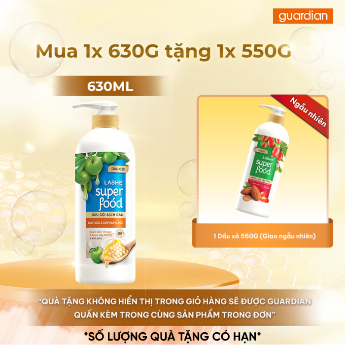 Dầu Gội Sạch Gàu 630g Tặng Dầu Xả 550g Bất Kì Lashe Superfood | Guardian Việt Nam