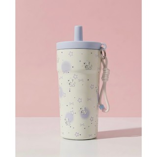 Ly Giữ Nhiệt Dễ Thương 580ml Có Ống Hút | Bình Nước Giữ Lạnh Inox 316, Cốc Cute Mang Đi Học