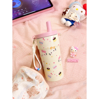 Ly Giữ Nhiệt Dễ Thương 580ml Có Ống Hút | Bình Nước Giữ Lạnh Inox 316, Cốc Cute Mang Đi Học