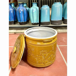 Vại Sành Muối Dưa Cà, Hũ Đựng Gạo Bát Tràng Bền Đẹp Không Độc Hại, có 4 size muối dưa cà, kim chi, dưa hành,đựng đồ ăn