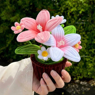 Set Nguyên Liệu Tự Làm Hoa Nhung Kẽm Loại 1 Cao Cấp [Velours.bloom] - Đầy Đủ Phụ Kiện & Hướng Dẫn